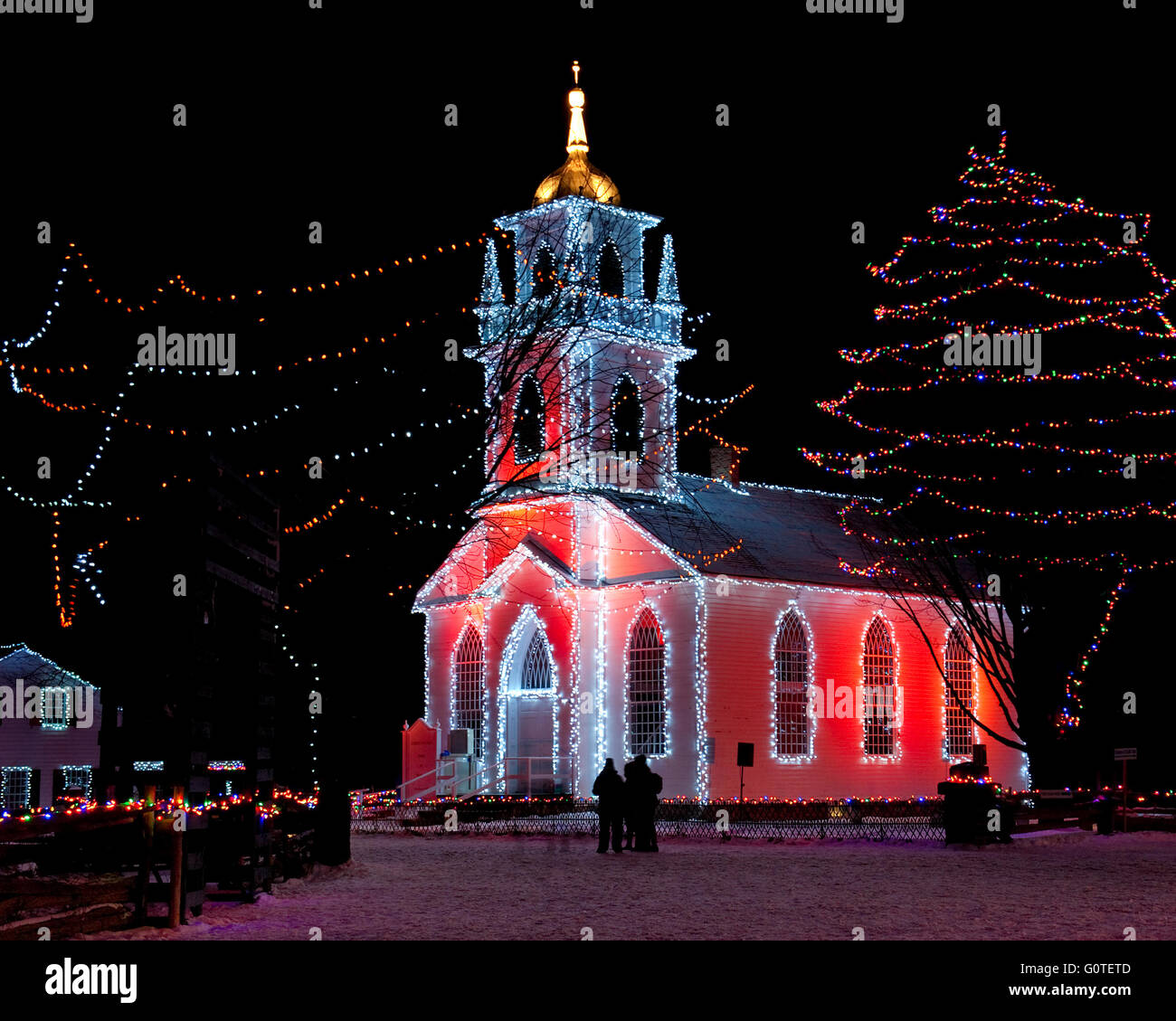 Christmas Lights On Church Stock Photos & Christmas Lights On Church