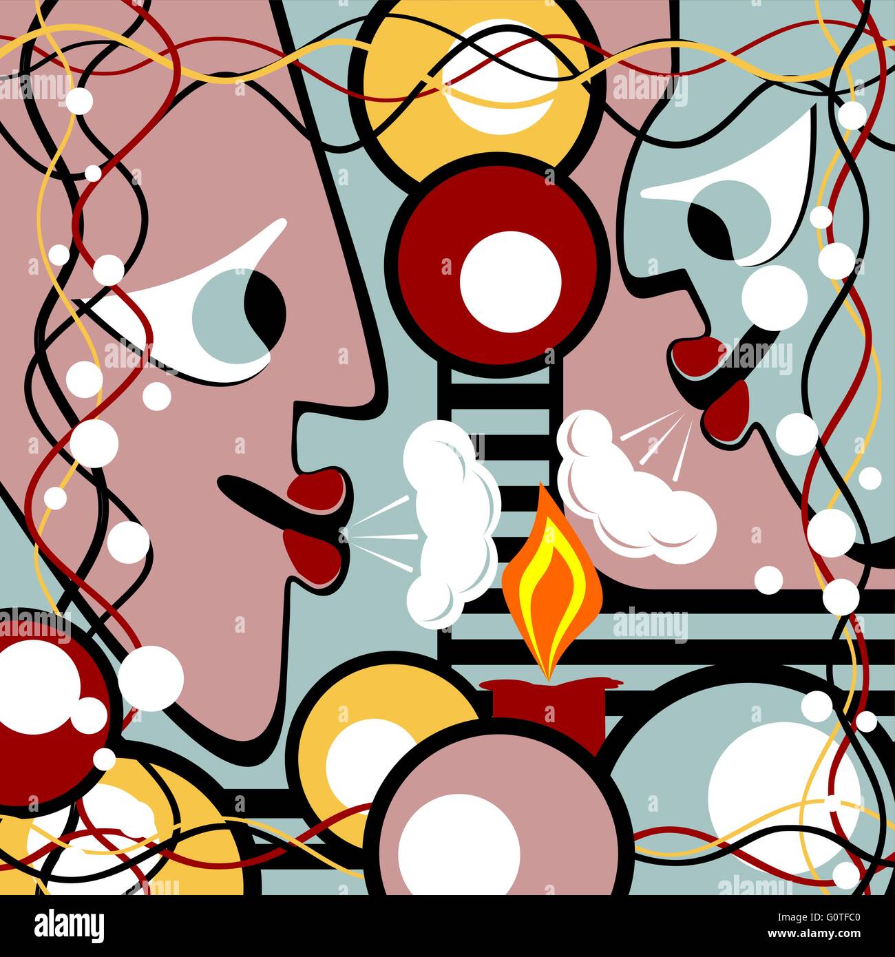 Abstract heads and candle Stock Vector