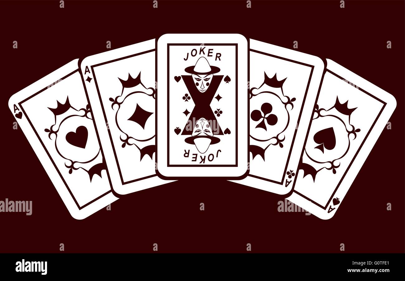 Four Aces and Joker. Stock Vector