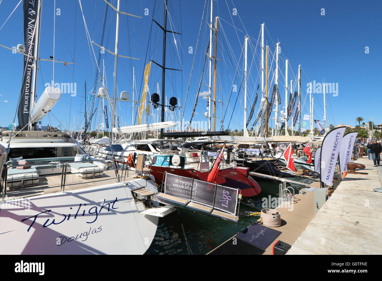 Images of Palma International Boat Show 2016 and Palma Superyacht Show 2016 - luxury sailing superyachts - Moll Vell / Old Port Stock Photo