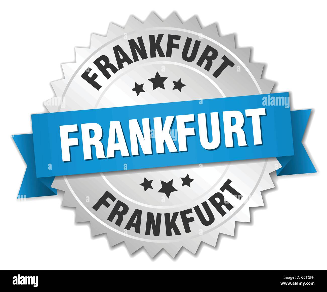 Frankfurt round silver badge with blue ribbon Stock Vector Image & Art ...