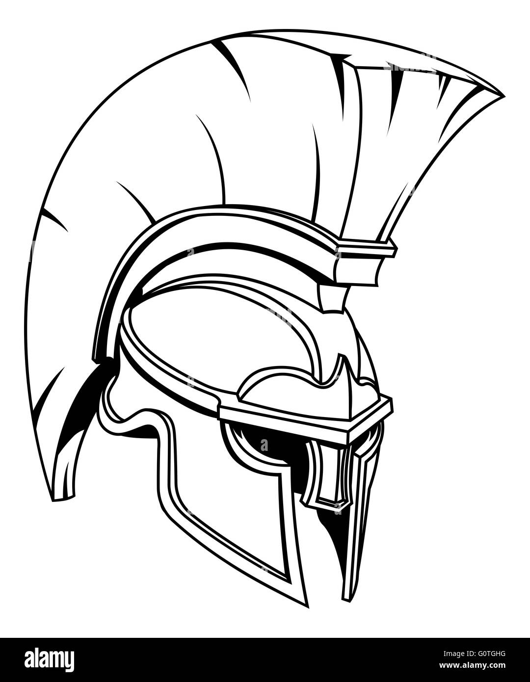 A Spartan, Trojan or Roman gladiator Greek style warrior helmet Stock Photo