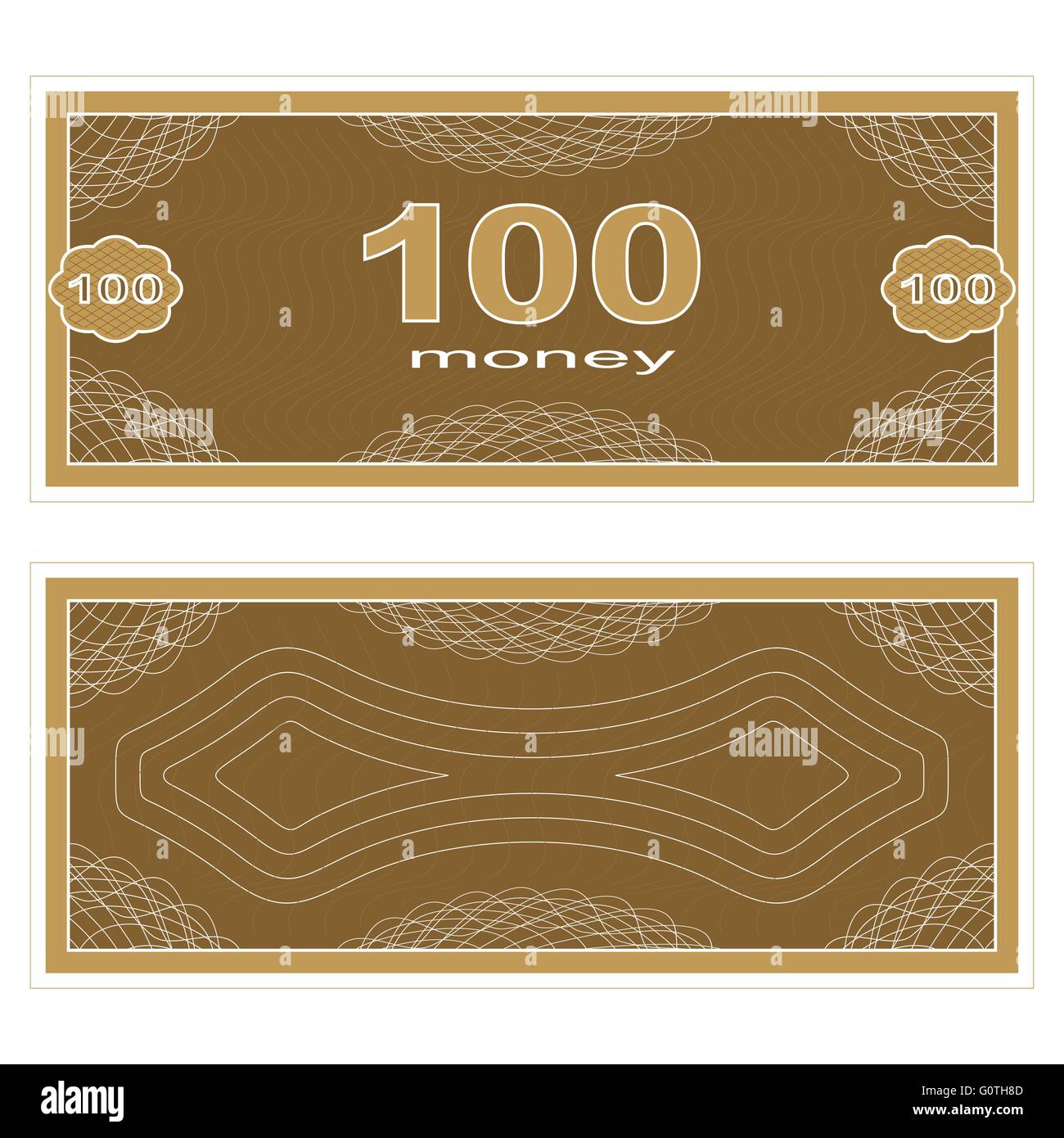 Play money. One Hundred Stock Vector