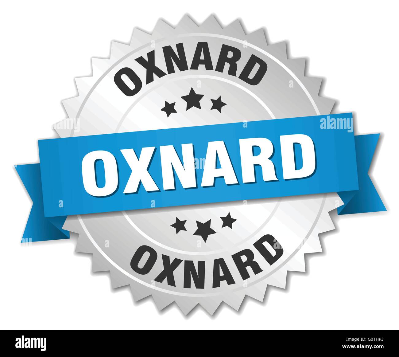 Oxnard round silver badge with blue ribbon Stock Vector Image & Art - Alamy