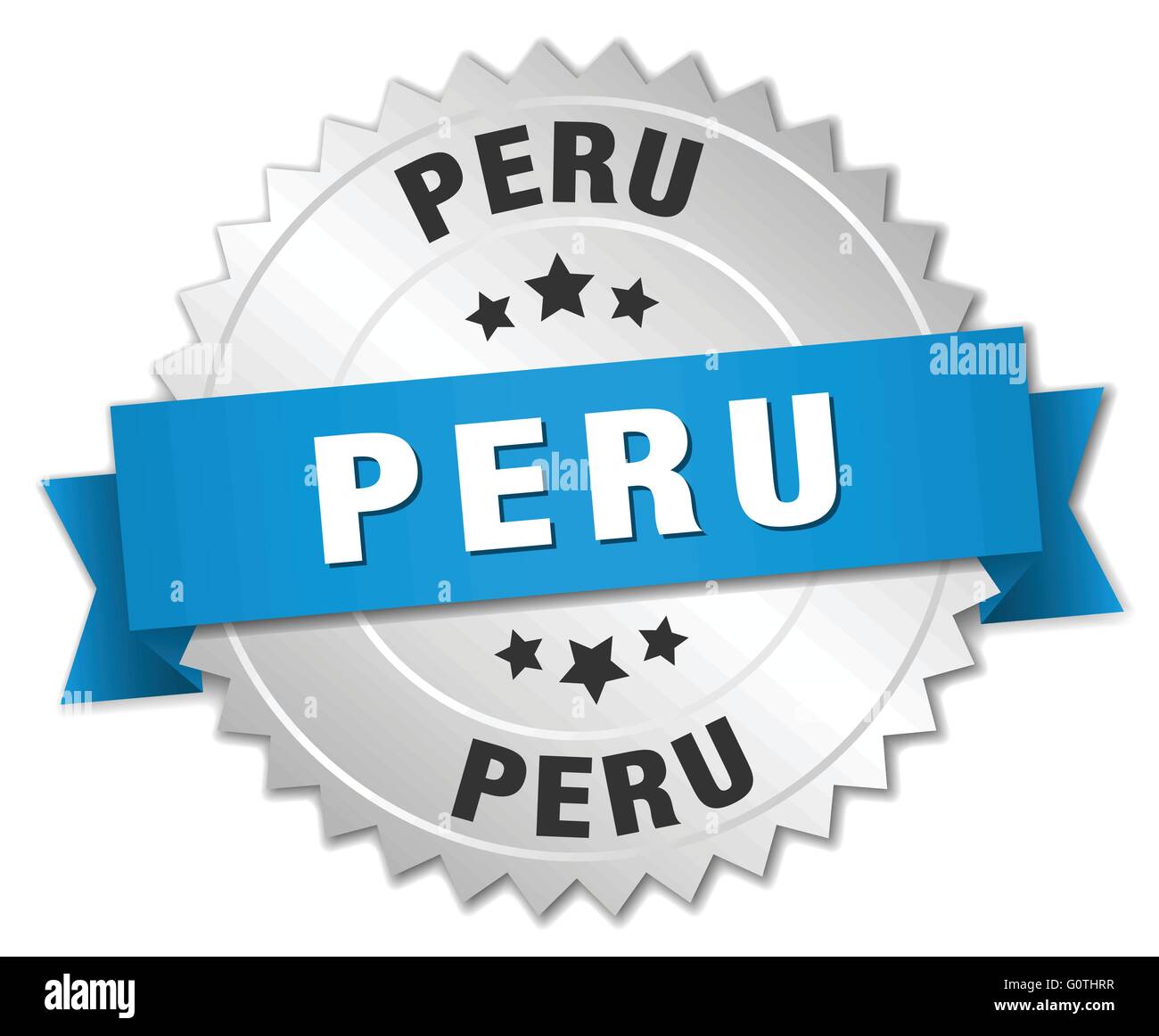 Peru round silver badge with blue ribbon Stock Vector Image & Art - Alamy