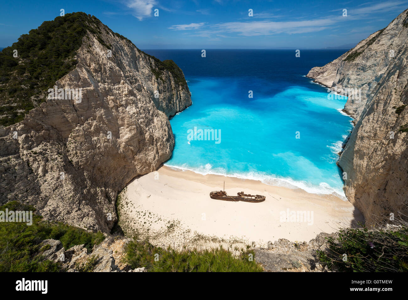 View of the Shipwreck Beach, Zakynthos Island, Greece, Europe Stock Photo
