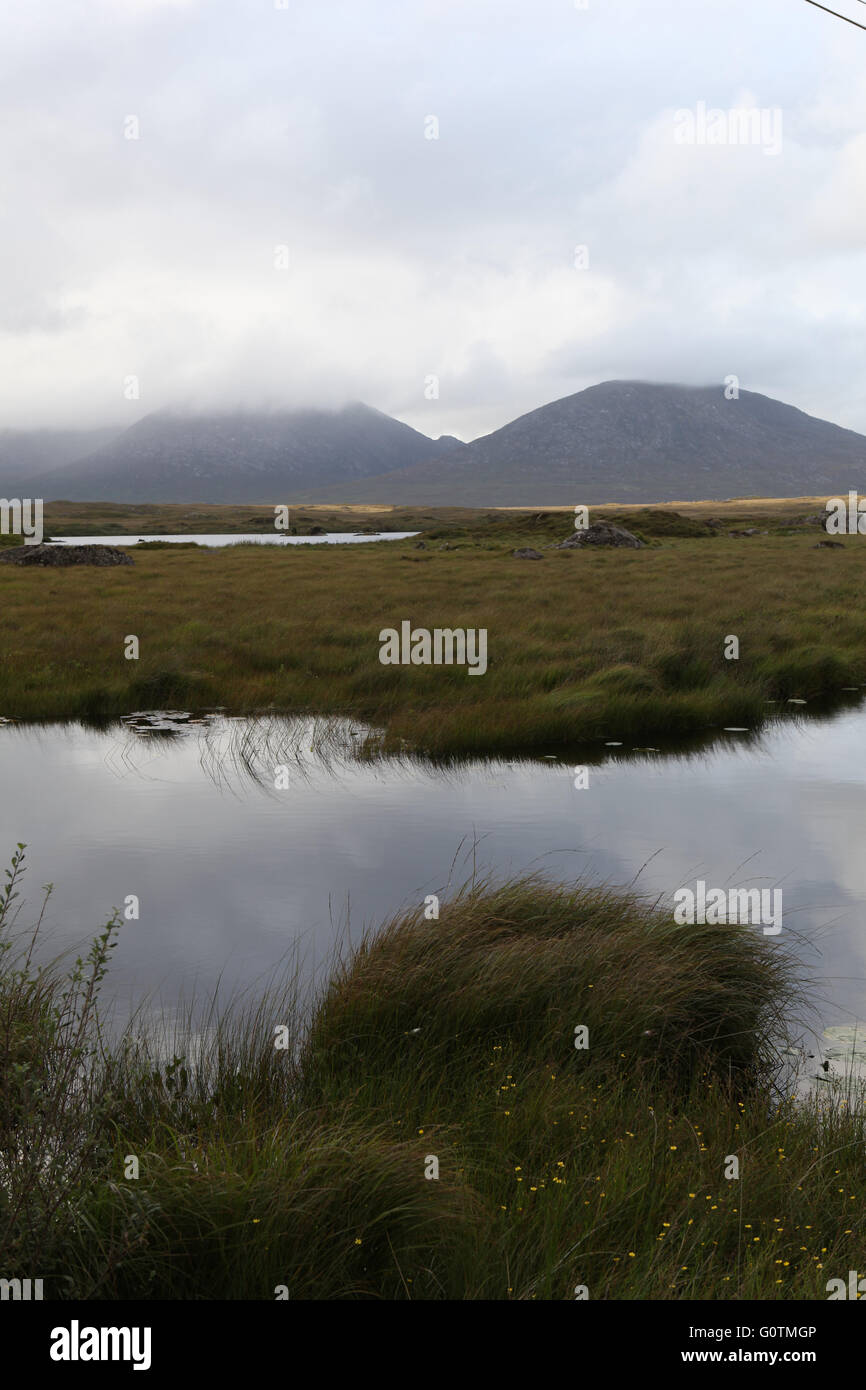 Mountain and lake view in Connemara National Park, Connemara, Co