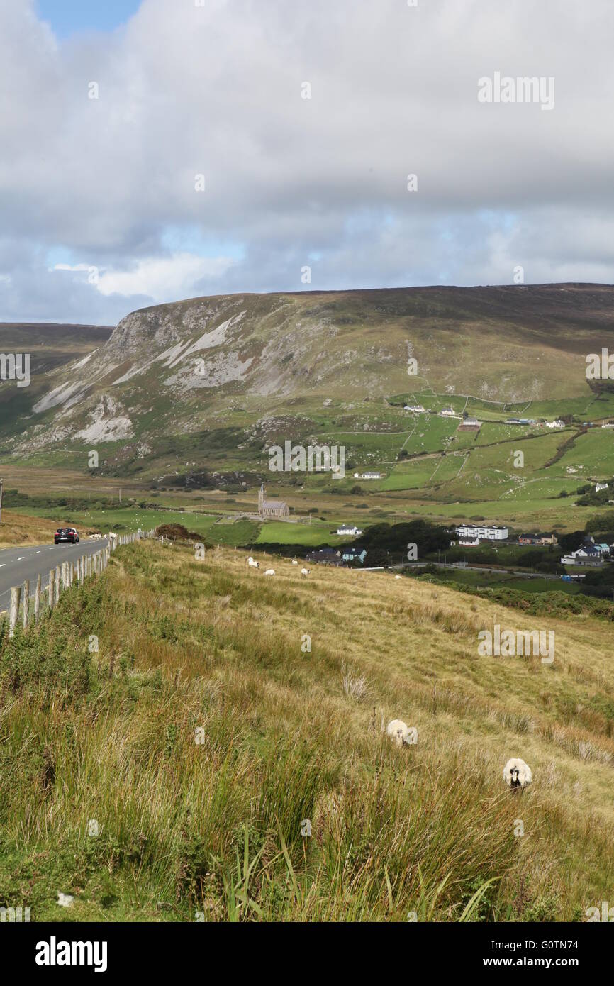 Irish countryside with blue skies and fields Mayo, Ireland Stock Photo