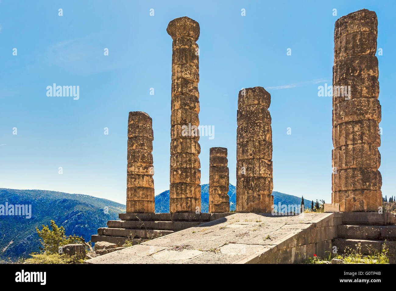 Temple of Apollo Delphi Greece Stock Photo
