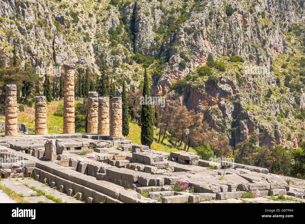 Temple Of Apollo Delphi Greece Stock Photo Alamy