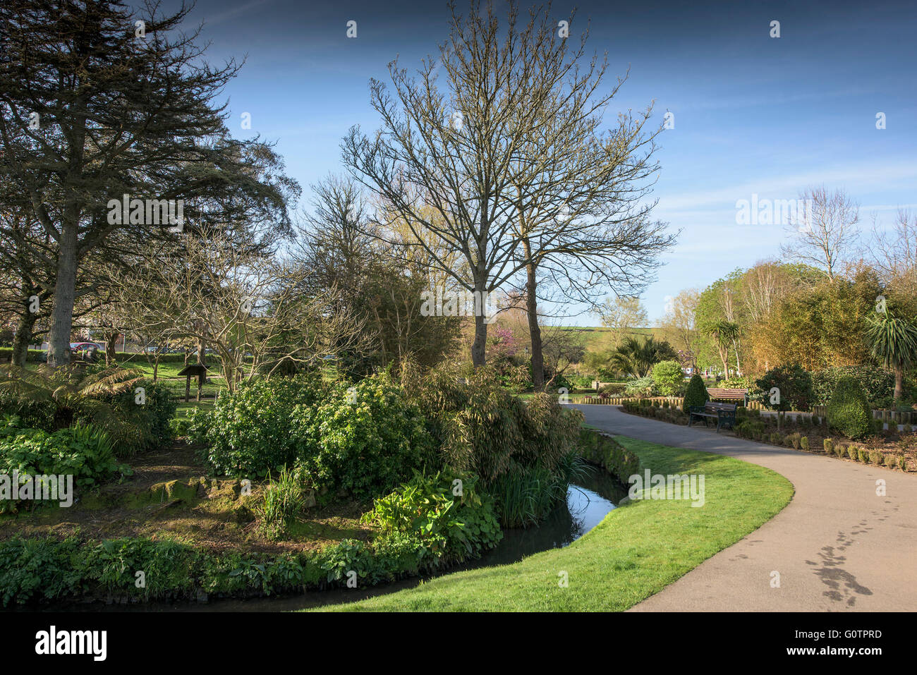 Trenance Gardens in Newquay, Cornwall. Stock Photo