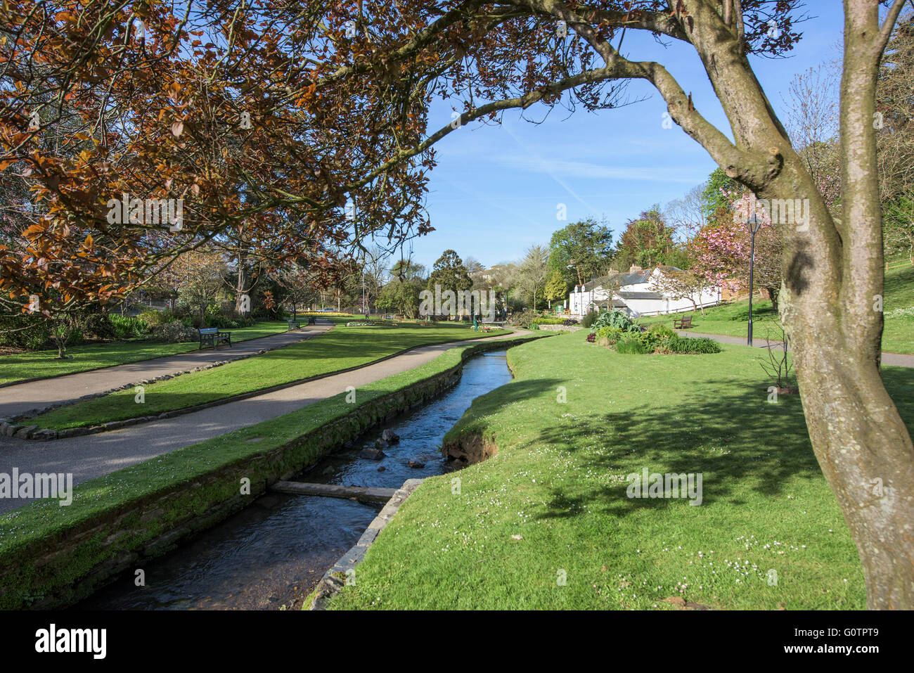 Trenance Gardens in Newquay, Cornwall. Stock Photo