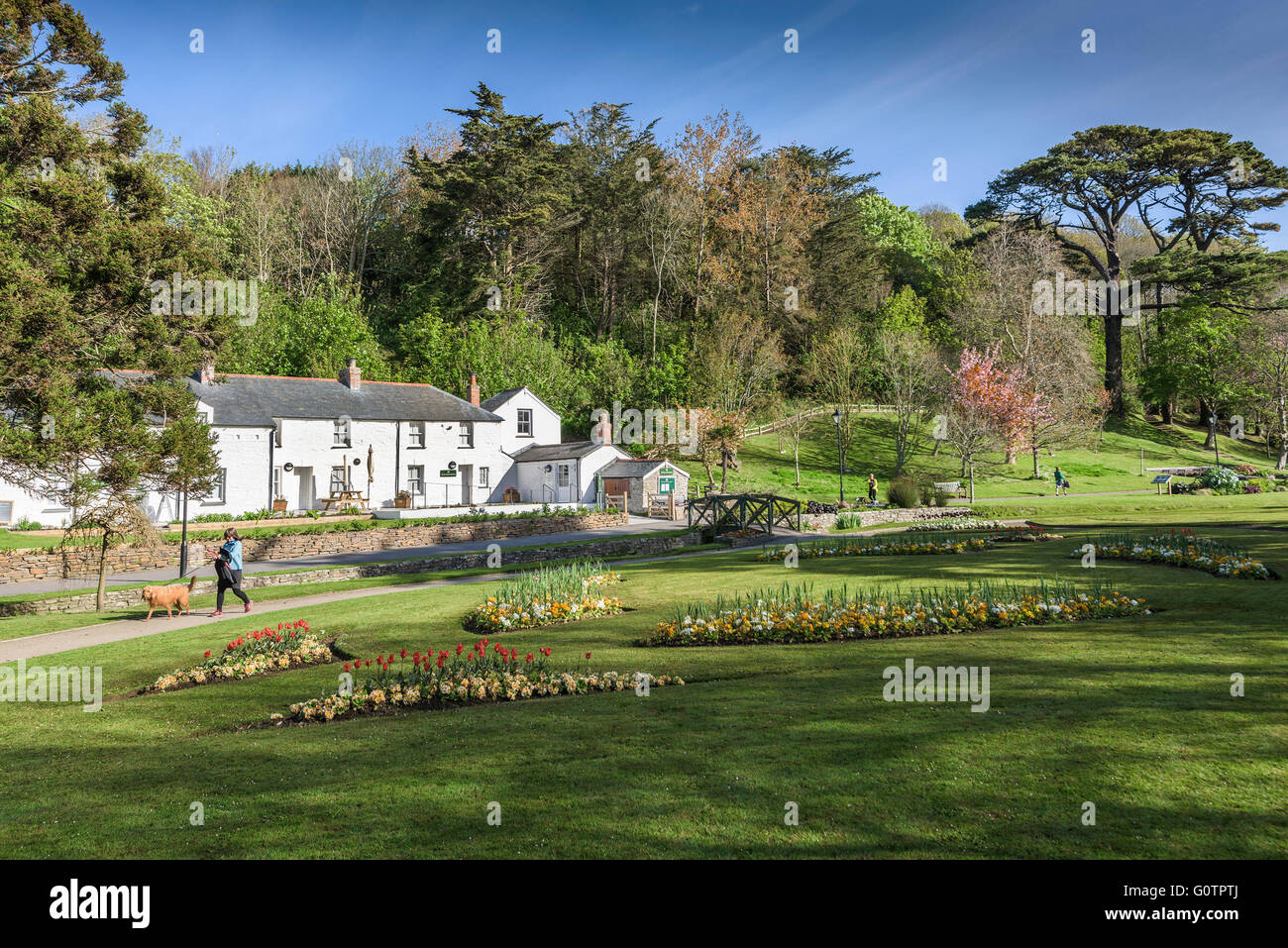 The Heritage Cottages in Trenance Gardens in Newquay, Cornwall. Stock Photo