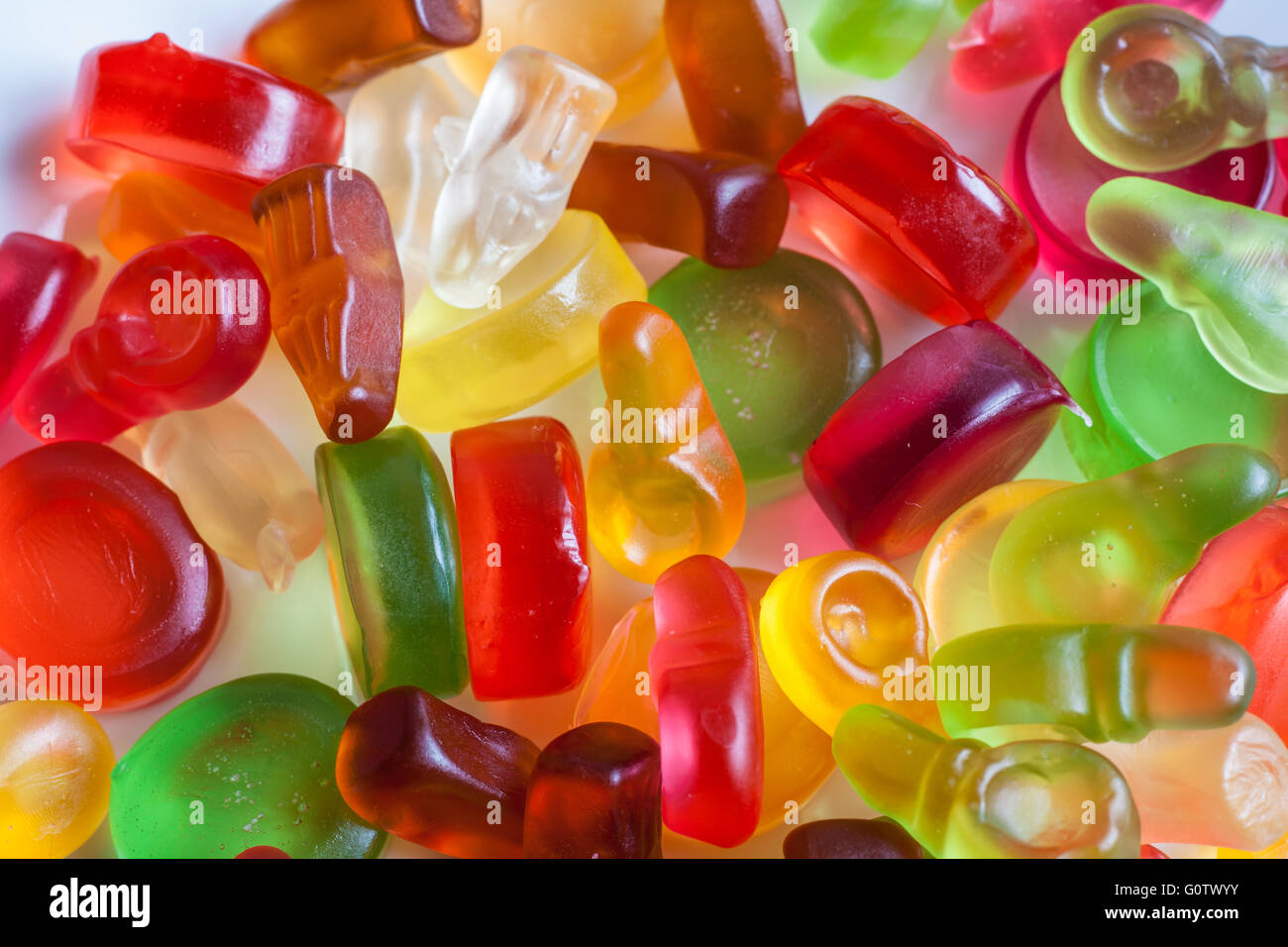a lot of colorful soft jellies Stock Photo