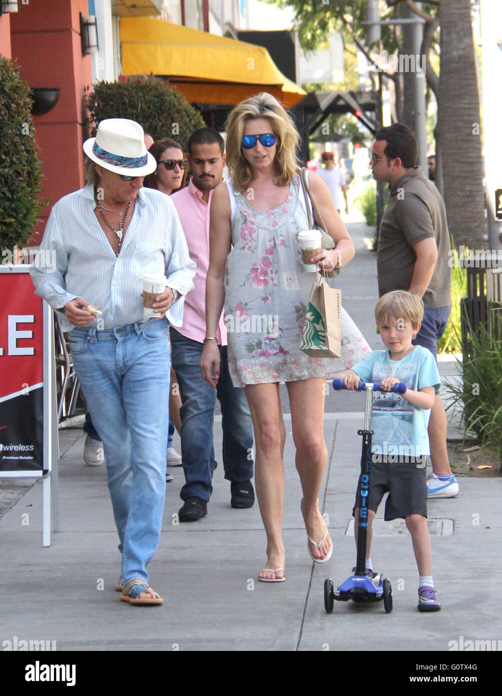 Rod Stewart and wife Penny Lancaster take their son, Aiden, to Tom's