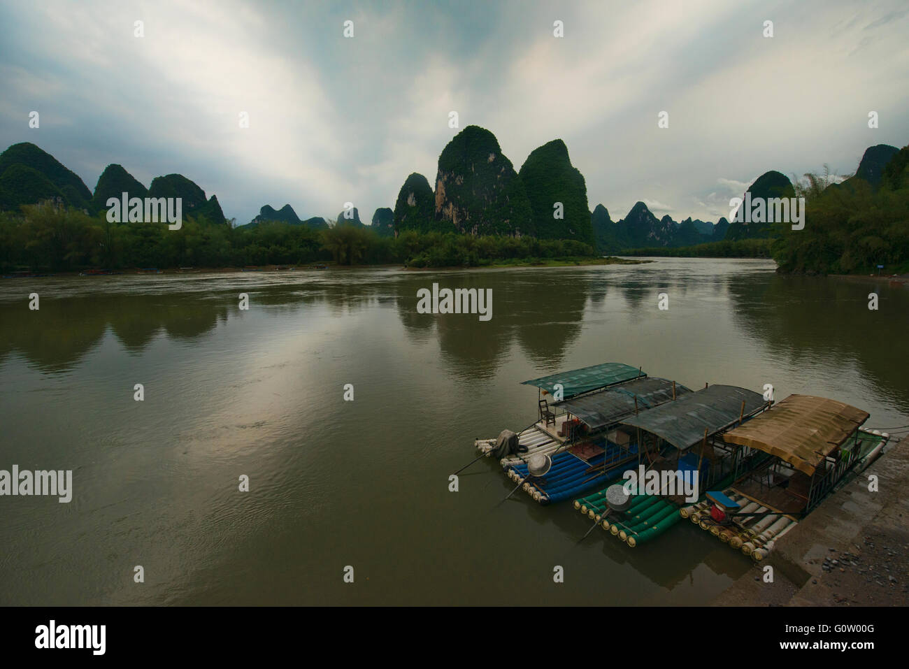 The famous 20 yuan view of the Li River at Xingping, Guangxi Autonomous Region, China Stock Photo