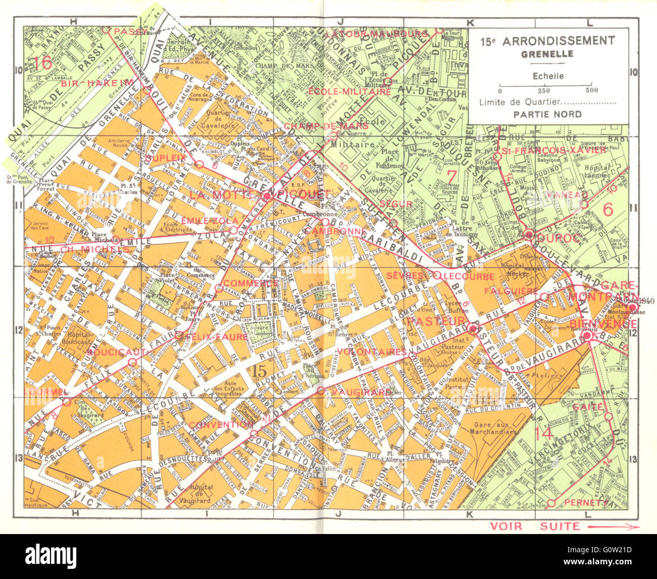 Rue De Grenelle Paris Map Paris: 15E Arrondissement Grenelle, 1920 Vintage Map Stock Photo - Alamy
