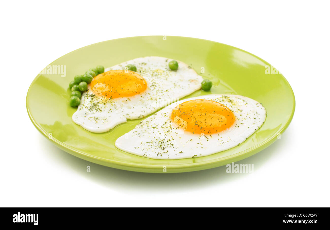 fried egg in plate isolated on white background Stock Photo - Alamy