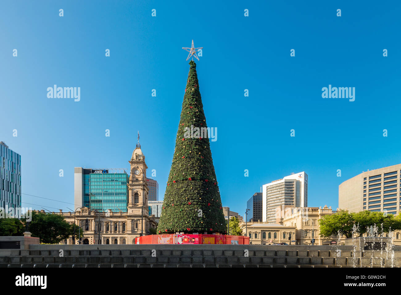 Adelaide, Australia January 3, 2016 Christmas Tree installed at