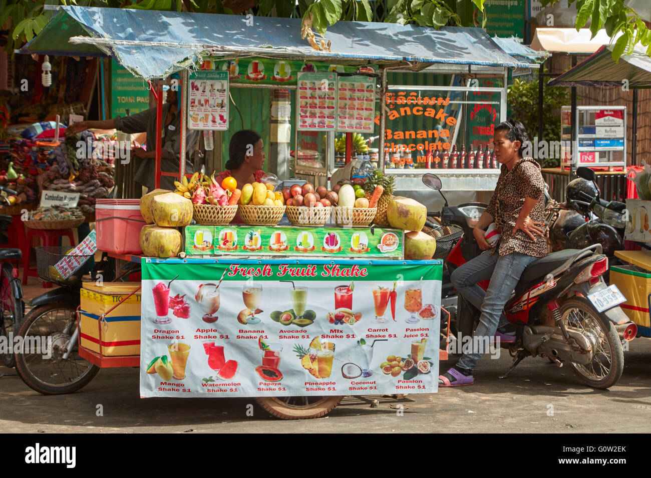 Fruit juice stall, Siem Reap, Cambodia Stock Photo Alamy