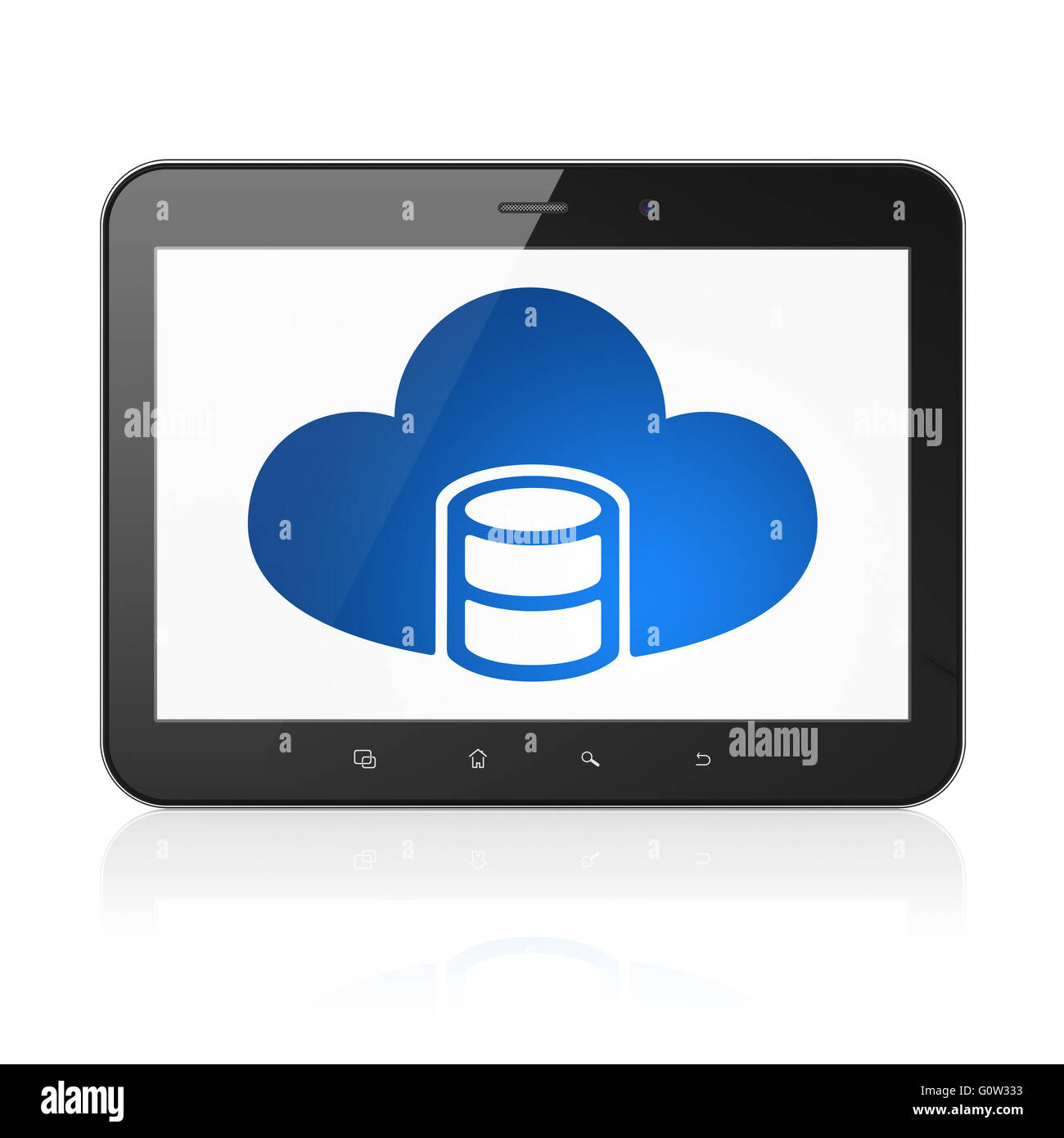 Software concept Tablet Computer with Database With Cloud on display Stock Photo Alamy