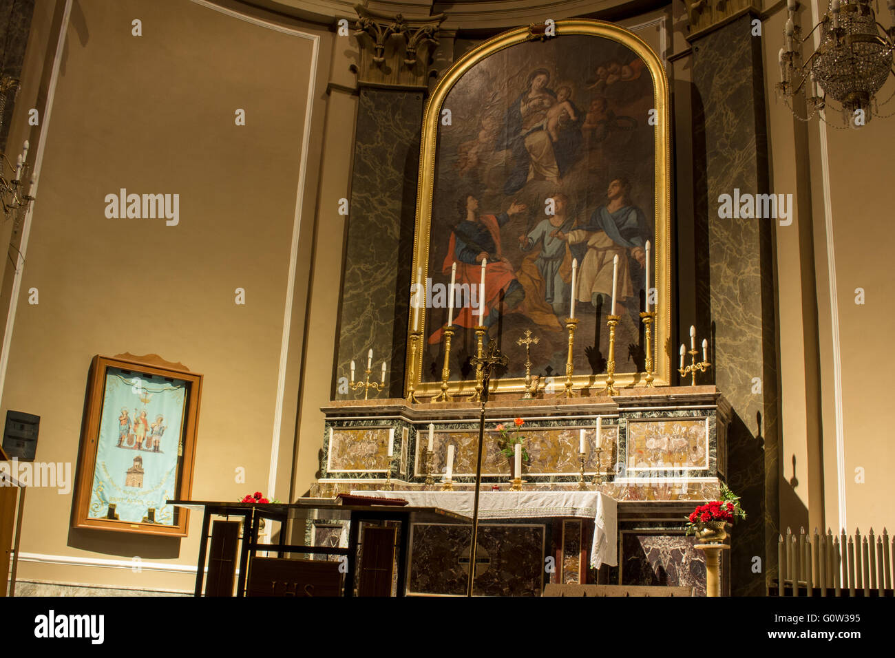 Church altar with a painting of the Nativity Stock Photo - Alamy