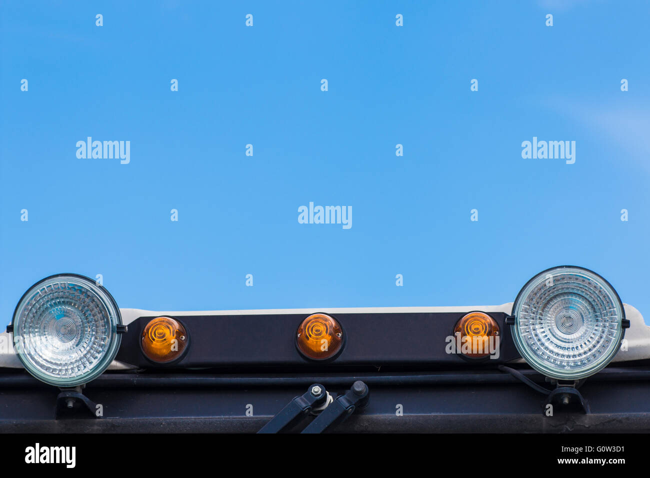 Orange beacon on the car roof Stock Photo