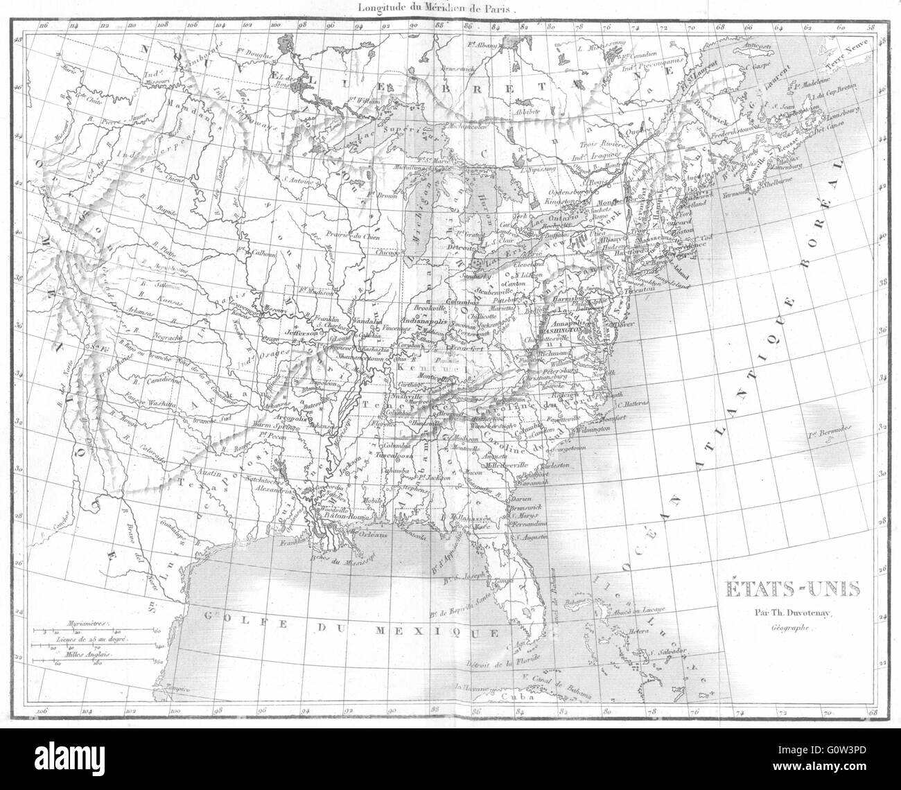 USA: Amerique: Etats-Unis, 1875 antique map Stock Photo