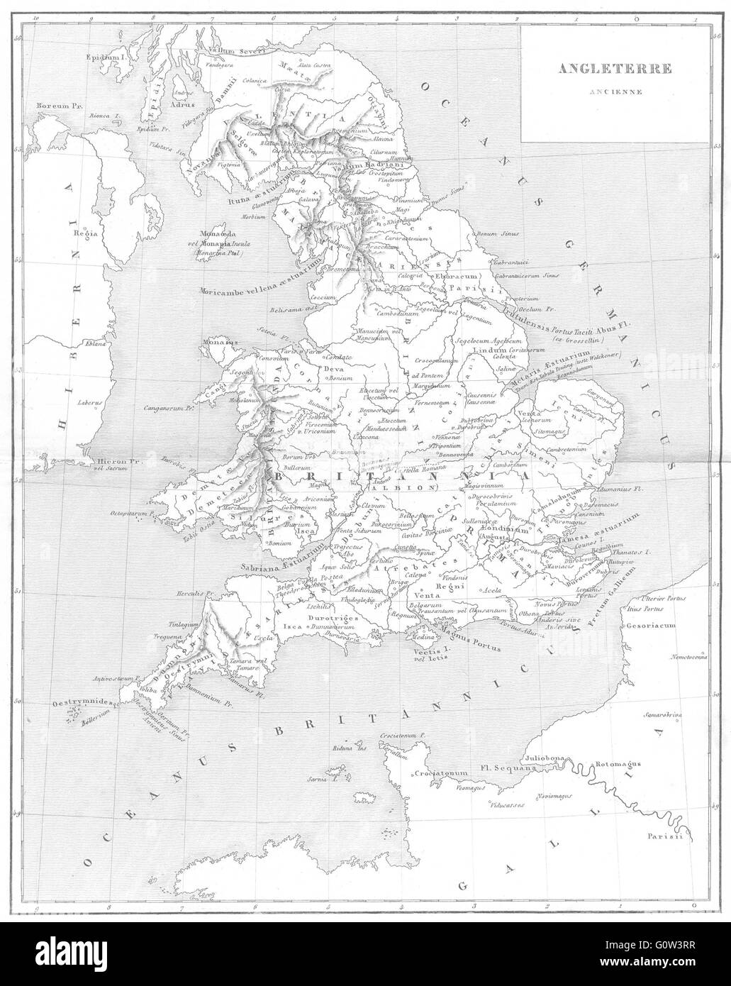 ENGLAND: Angleterre, Ancienne Ancient Britain Britannia, 1879 antique map Stock Photo