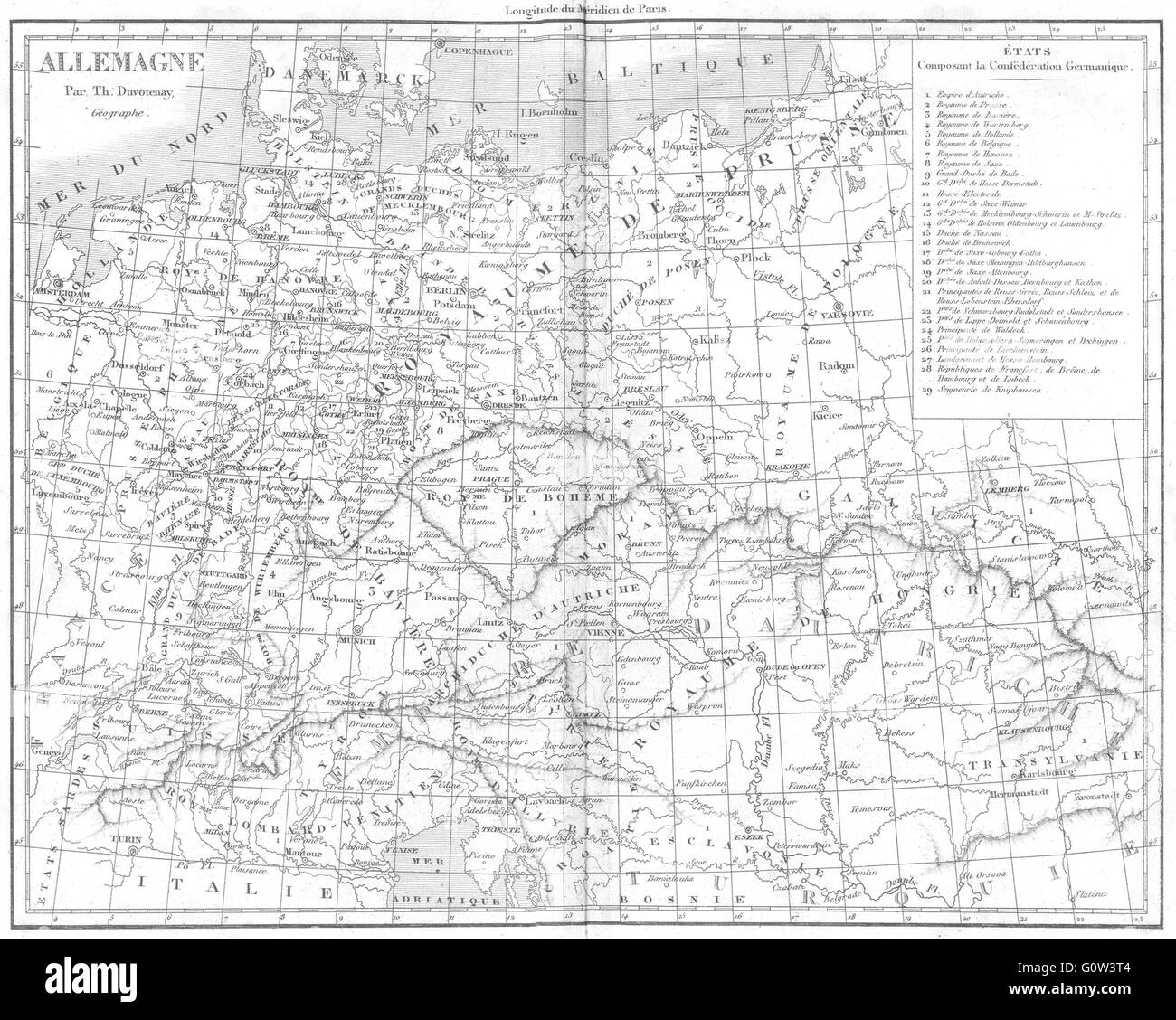 GERMANY: Allemagne, 1879 antique map Stock Photo