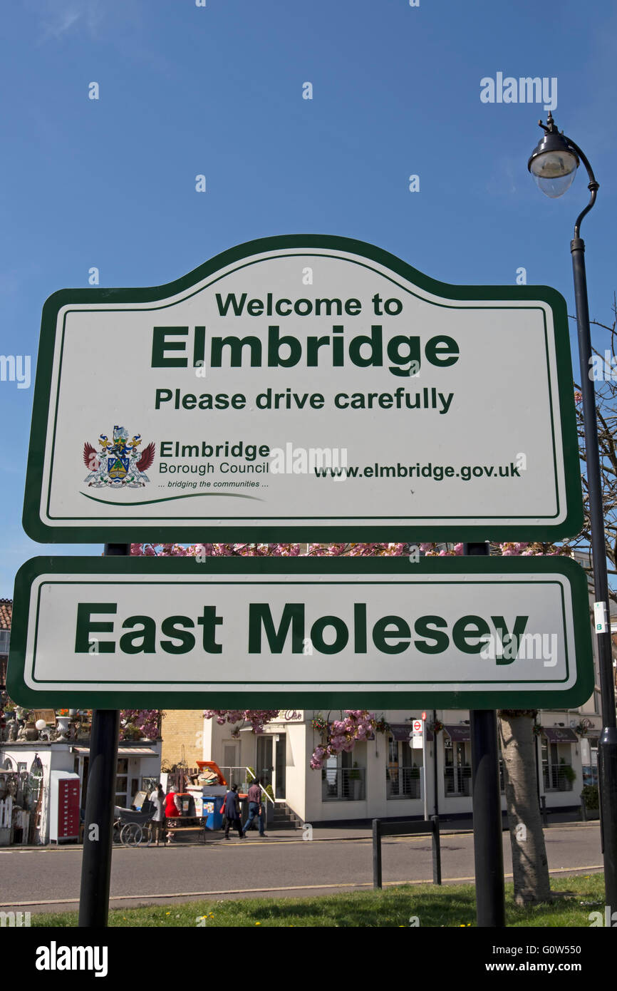 signs for east molesey and the borough of elmbridge, surrey, england Stock Photo