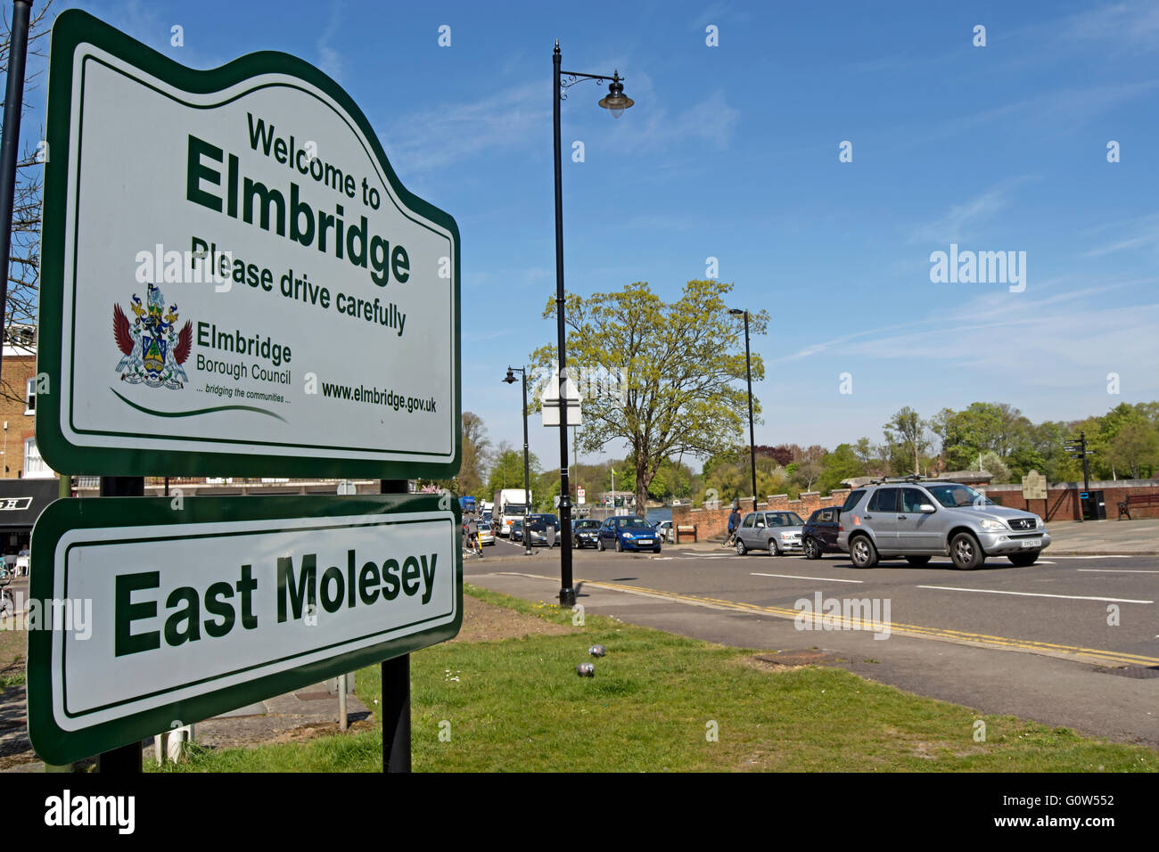 signs for east molesey and the borough of elmbridge, surrey, england Stock Photo
