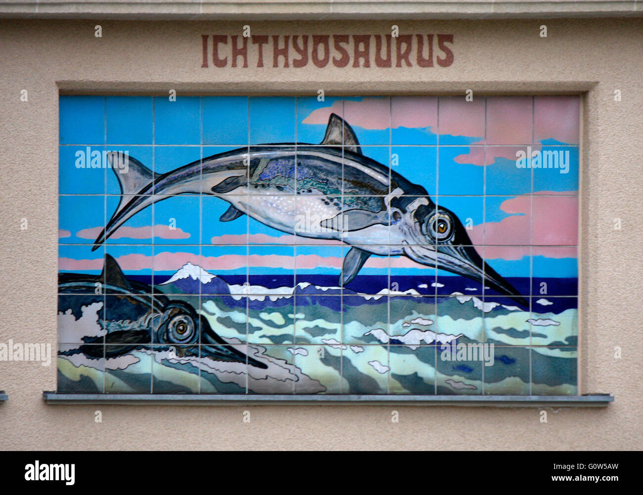Darstellung eines Ichthyosaurus, Berliner Zoo, Berlin . Stock Photo
