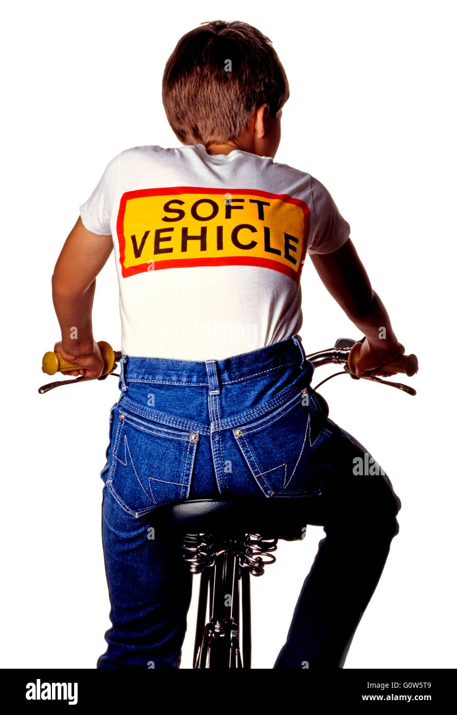 SOFT VEHICLE  BOY ON BICYCLE Stock Photo