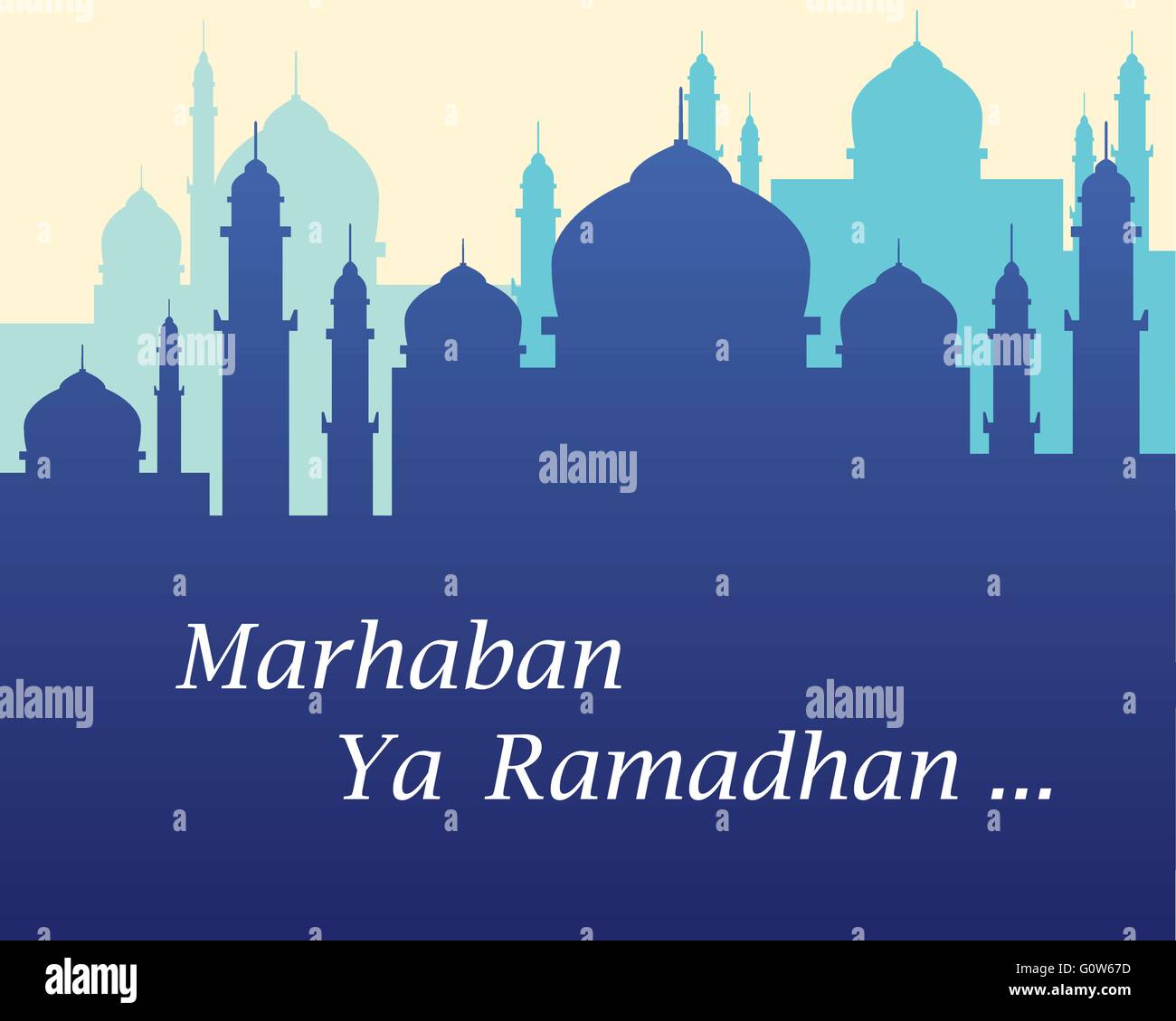 marhaban yaa ramadhan ramadan with mosque sillhouette as background Stock Vector