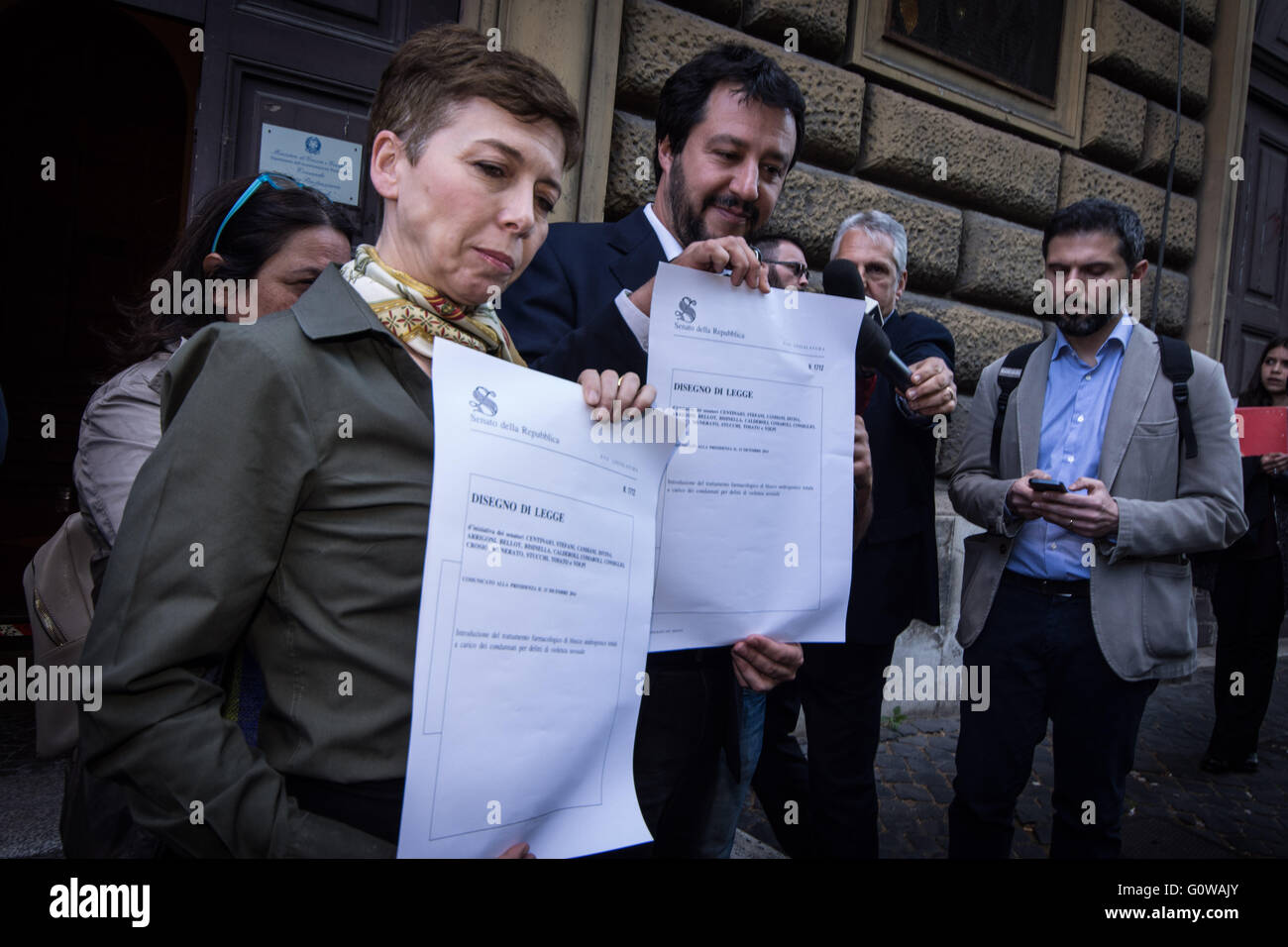 Rome, Matteo Salvini at Regina Coeli prison to promote chemical castration for pedophiles ( Photo by: Andrea Ronchini/Pacific Press) Stock Photo