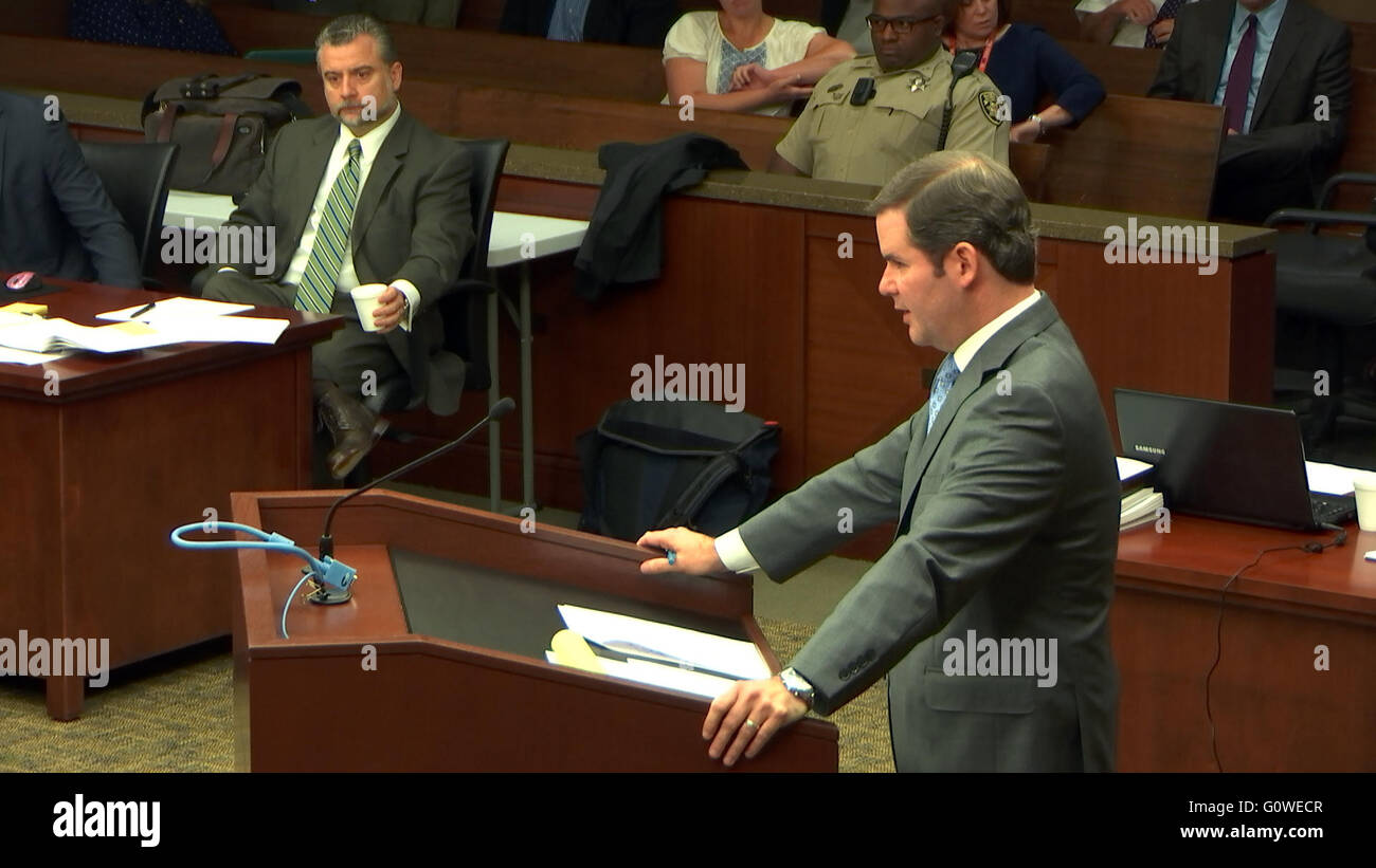 Marietta, GA, USA. 2nd May, 2016. Justin Ross Harris defense attorneys plead to Cobb County Superior Court Judge Mary Staley for a change of venue for Harris' first-degree murder trial, citing counsel inability to find jurors who haven't already decided on defendant's guilt. Pictured: Prosecutor Charles Boring © Robin Rayne Nelson/ZUMA Wire/Alamy Live News Stock Photo