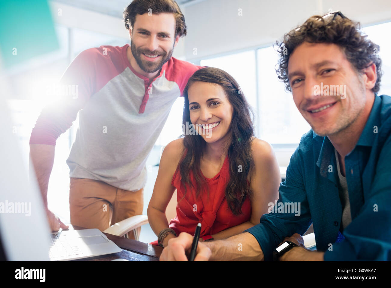 Colleagues using technology Stock Photo