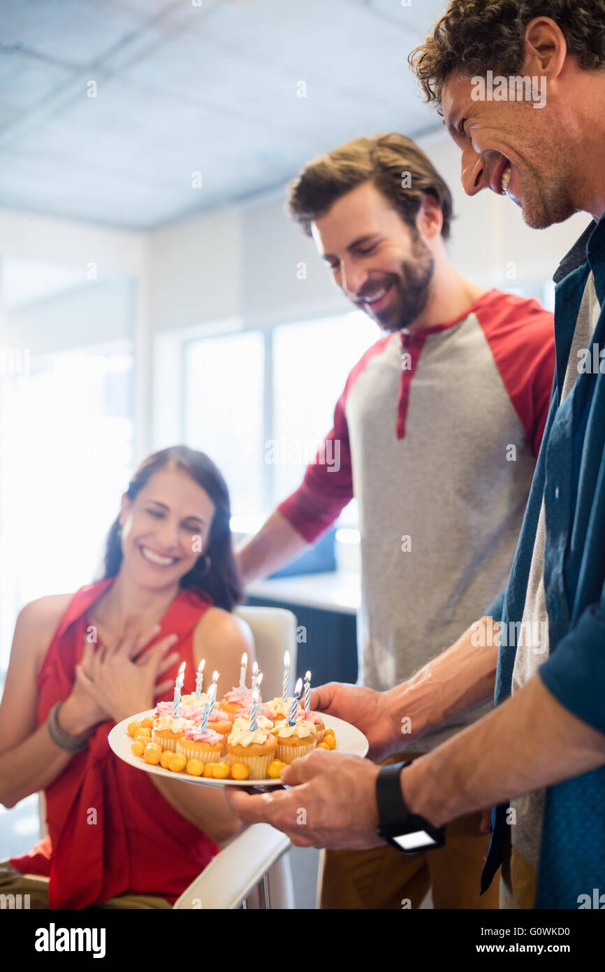 Colleagues celebrating a birthday Stock Photo