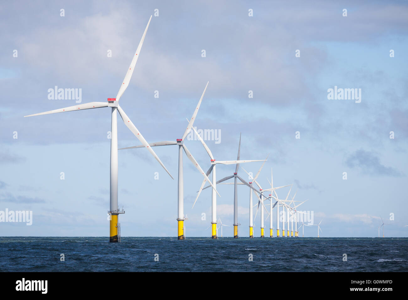 West of Duddon Sands Offshore Wind Farm off the Cumbrian Coast in the UK Stock Photo