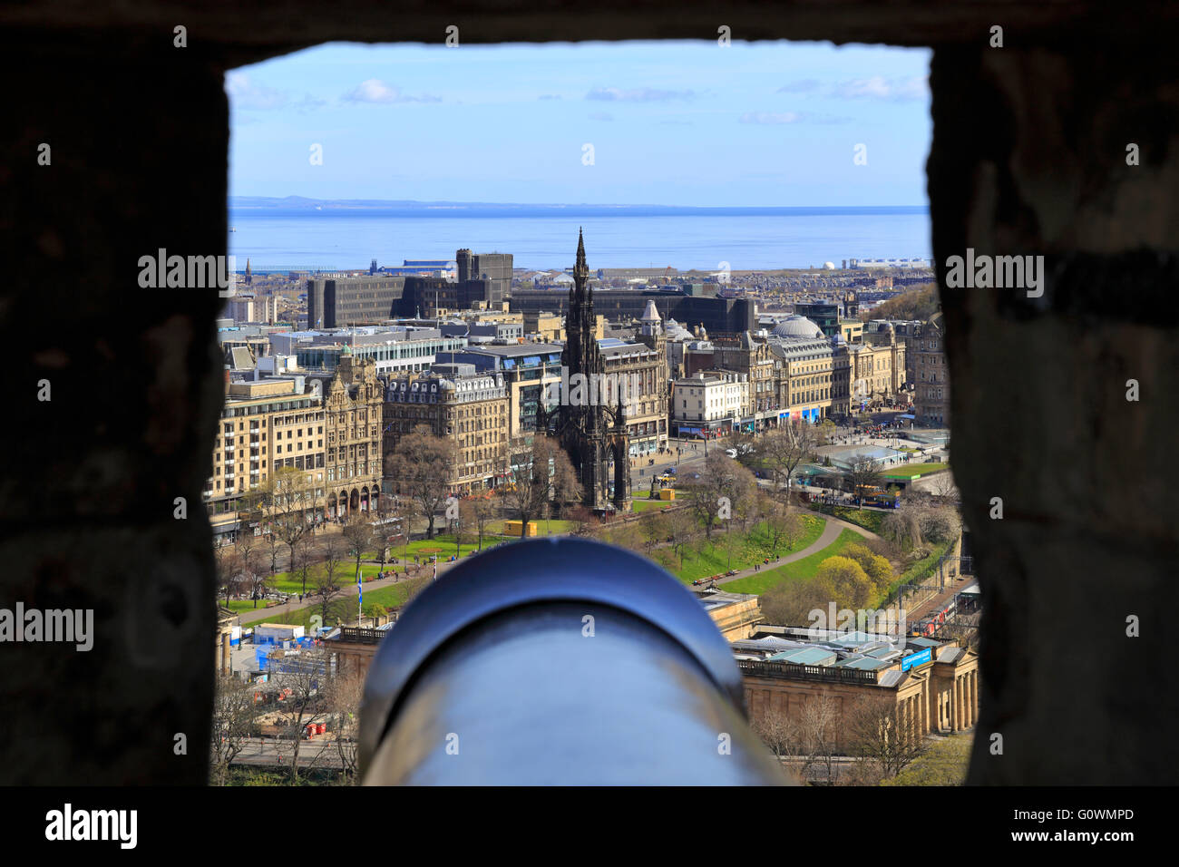 Scott Monument and Princes Street from the Half Moon Battery, Edinburgh