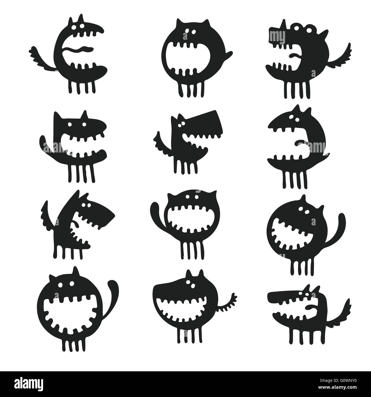 set of cartoon cute monsters Stock Vector