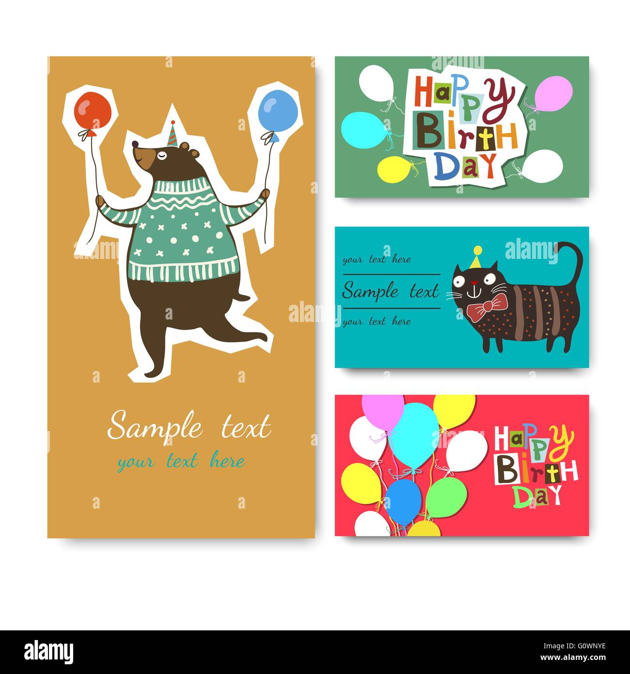 Vector Illustration of a Happy Birthday Greeting Card Stock Vector ...