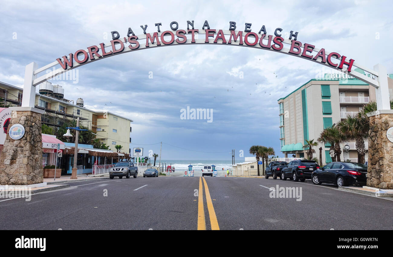 to worlds most famous beach sign in Daytona beach Stock Photo