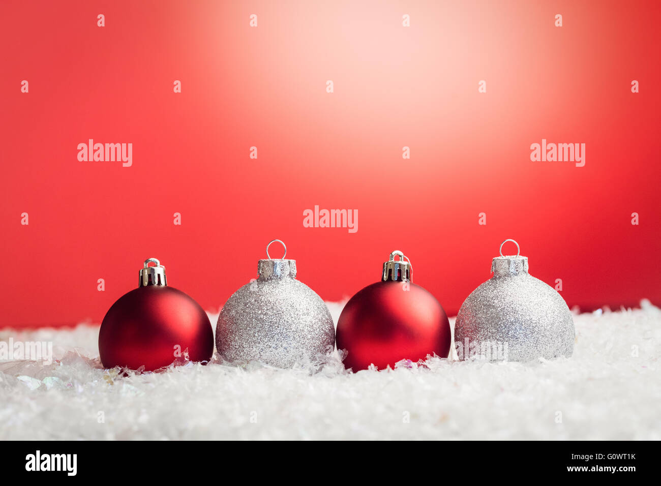 Composite image of Christmas baubles lined up Stock Photo
