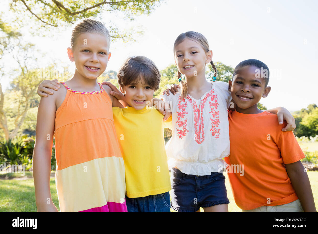 Children standing and posing for camera Stock Photo