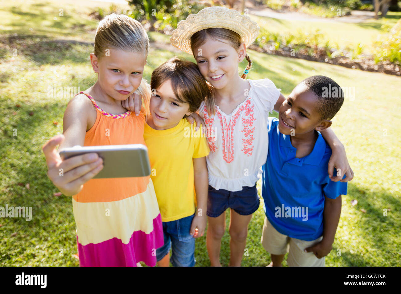Children taking a selfie Stock Photo
