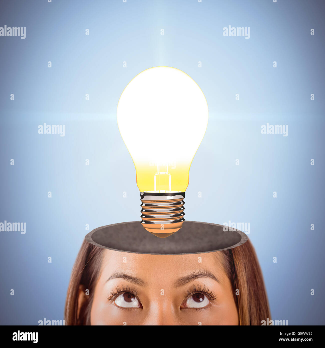 Composite image of half face of beautiful asian woman Stock Photo