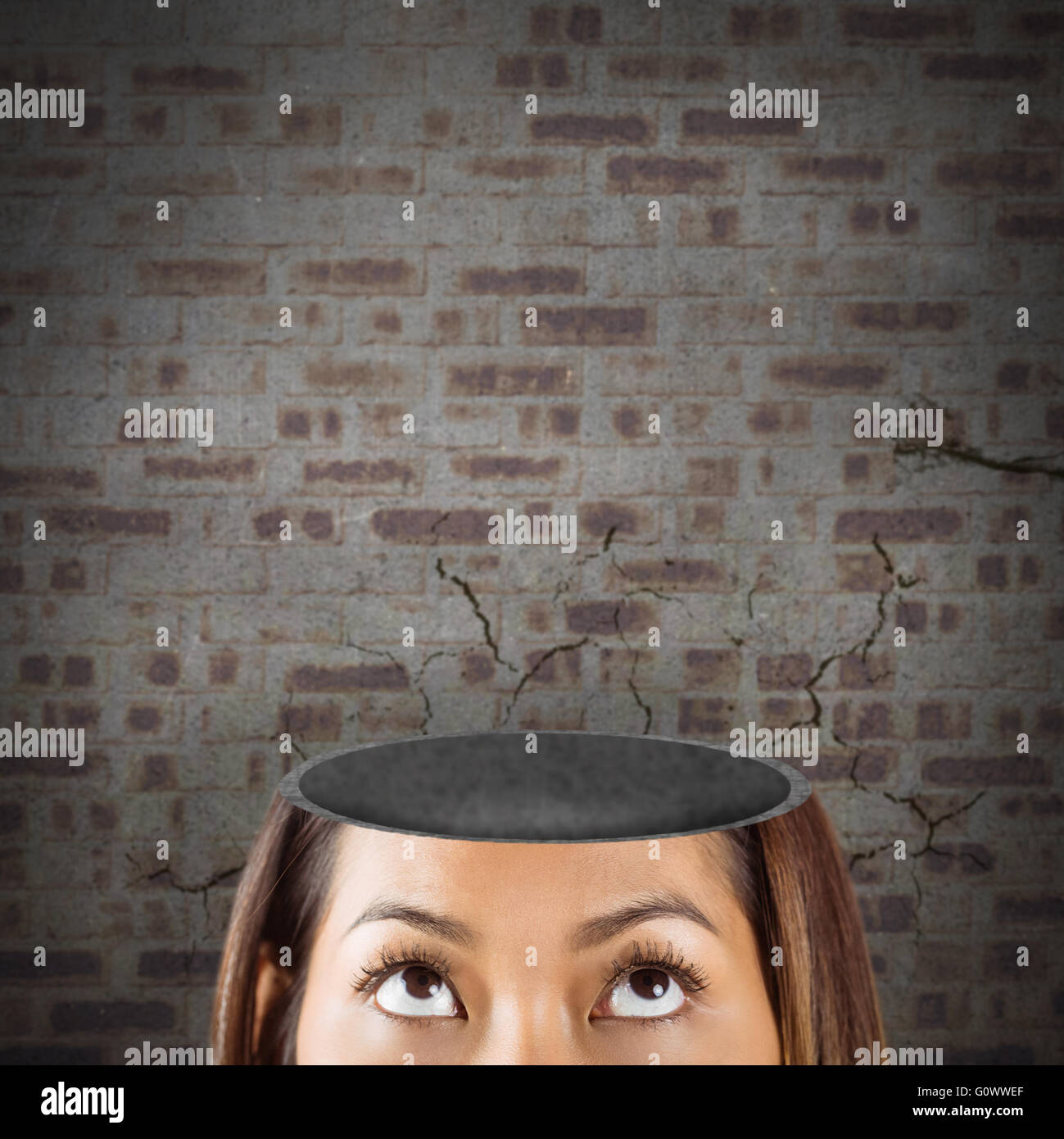 Composite image of half face of beautiful asian woman Stock Photo