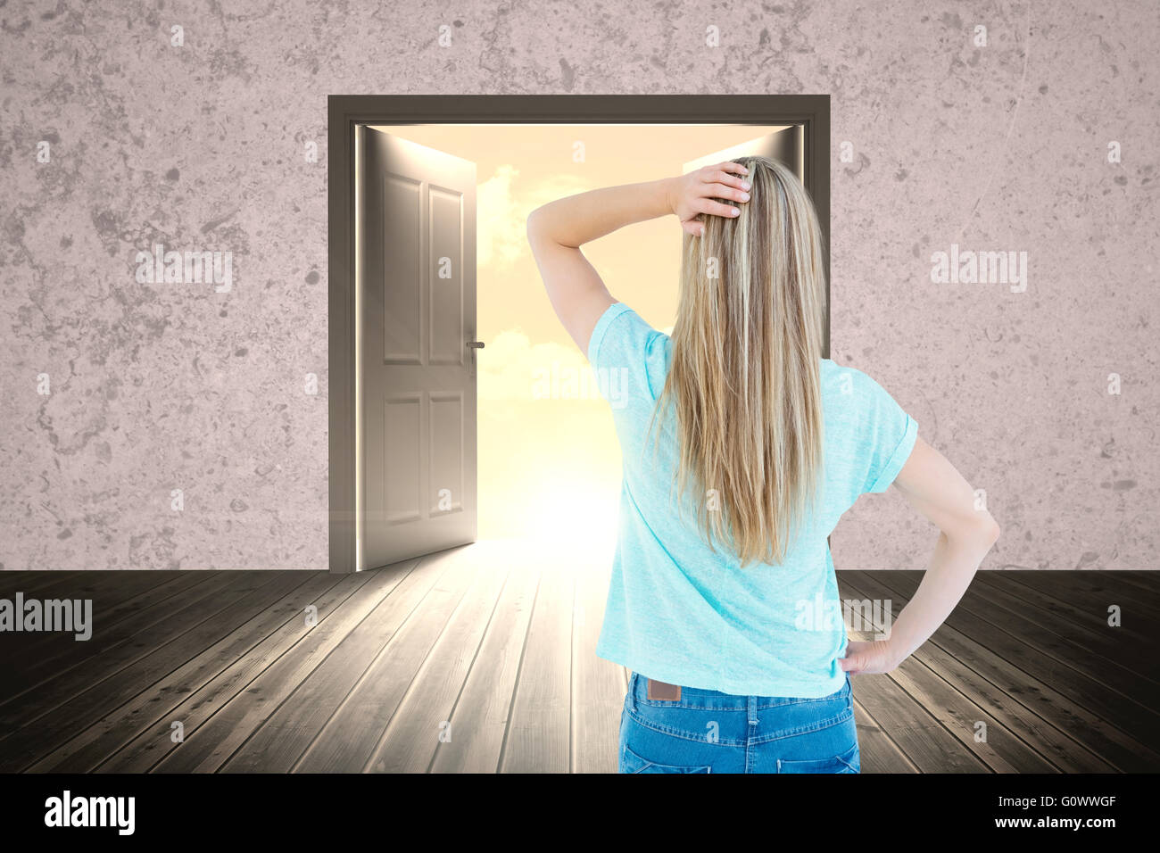 Blonde female rear view hi-res stock photography and images - Alamy